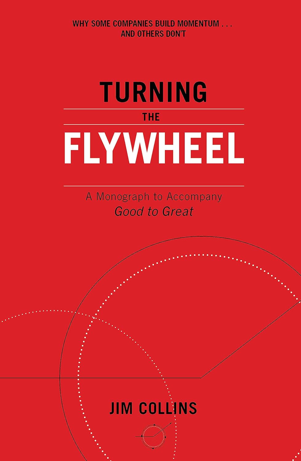 Book cover for 'Turning the Flywheel' by Jim Collins, red background with white and black title text and subtitle.